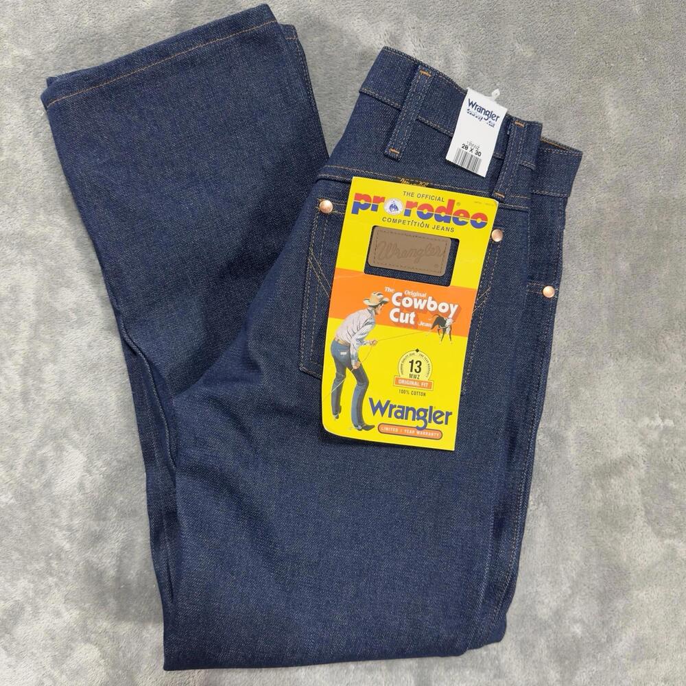 Wrangler Jeans Mens 28x30 Cowboy Cut 13MWZ Pro Rodeo Rigid Indigo Denim Western